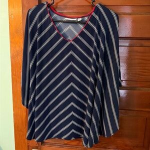 Navy Striped Women's Top
